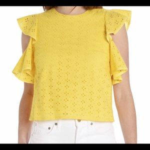Endless Rose Ruffle Shoulder Eyelet Top - size XS